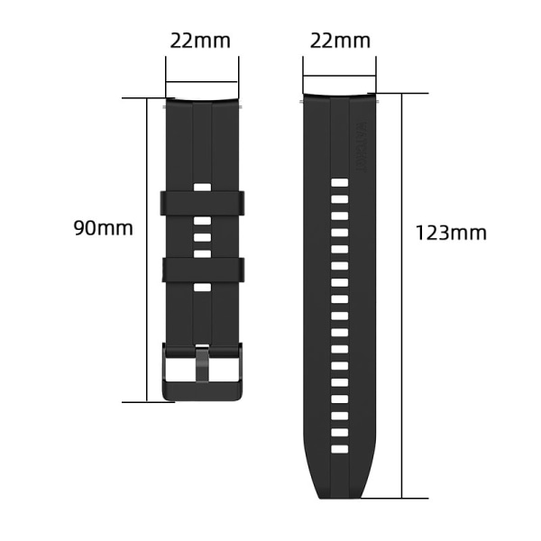Armbånd silikone 22 mm Huawei Watch GT2/GT3 Sort