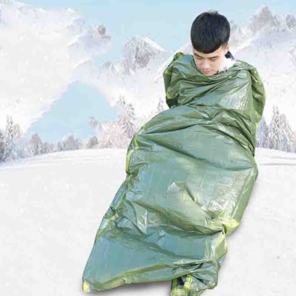 Sovsäck för nödsituationer Olivgrön/Gul 210×91 cm