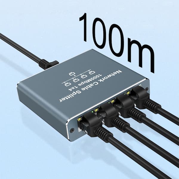 RJ45 Gigabit Ethernet Splitter 1 til 2/3/4 Port Netværks Splitter - Udvid Din Netværksforbindelse Grey Grey