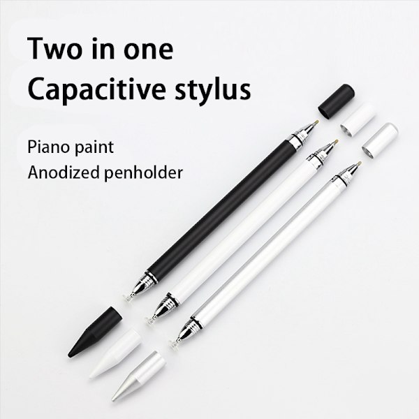 2 i 1 Styluspenna med skrivfunktion Vit 1-pack