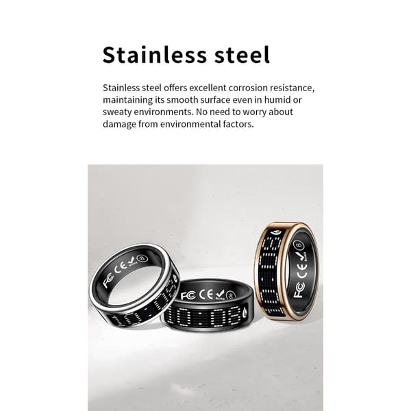 Smart Ring med Display och Laddningsfodral - Spåra Träning & Hälsa Silver 10 Silver 10