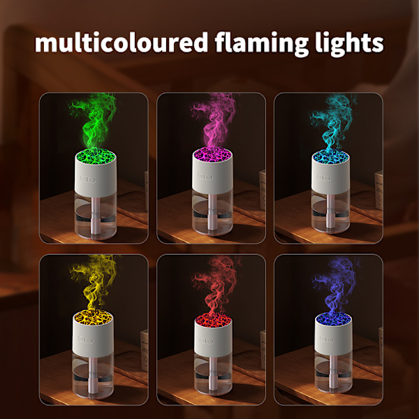 Vulkan Luftfugter HS02: Simuler Flamme med 7-Farvet Lys Hvid