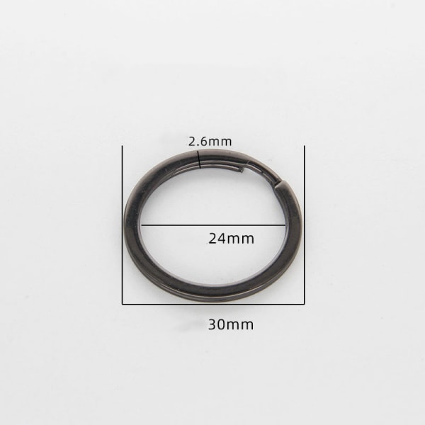 Runde karabinerringe nøgleringe i zinklegering 10 dele Sort 30 mm