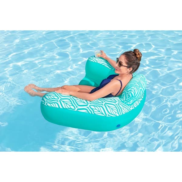 Oppustelig liggestol 145x120cm - foldbar til pool og strand, flocket PVC overflade, luftpolstring, 1.32kg bærbar