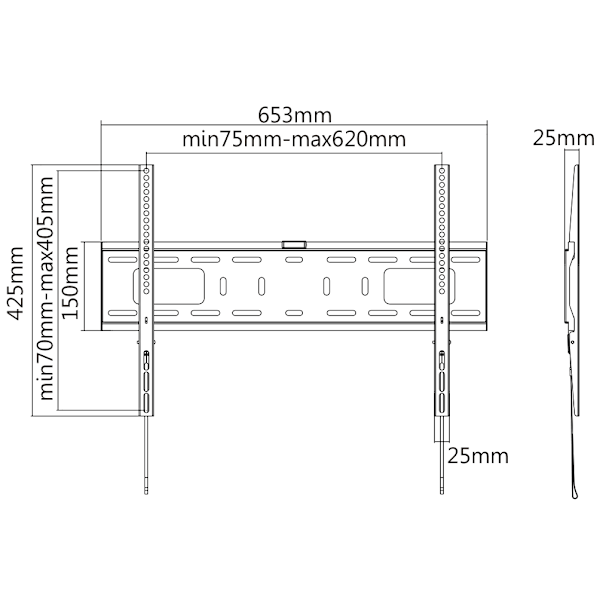 Heavy duty fixed wall mount for monitor/tv, 37"-70", VESA, s