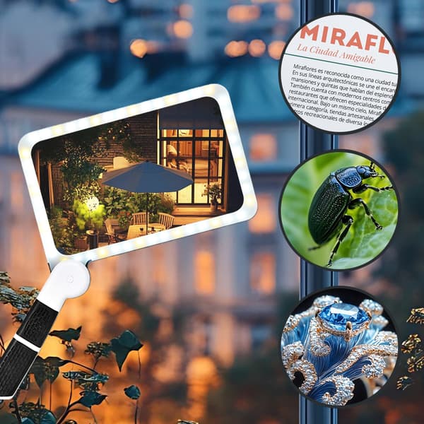 5X förstoringsglas, vridbart med LED-ljus för läsning, smycken, inspektion
