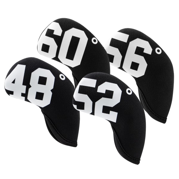 4-pack syntetiskt läder golfklubbhuvudskydd 48° 52° 56° 60° Svart