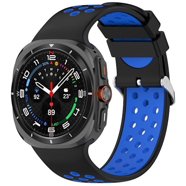 Samsung Watch Ultra Tofarvet Silikone Rem 24MM Sort + blå
