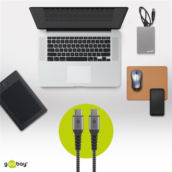 USB-C™ - USB-C™ -tekstiilikaapeli metalliliittimillä 0,5 m