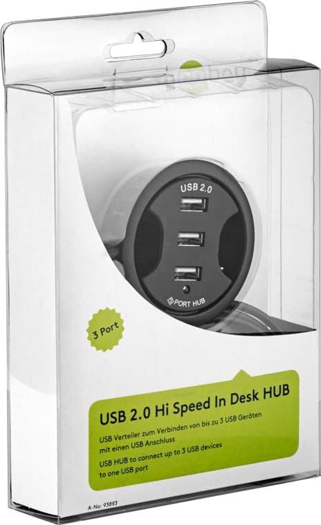 3-ports indbygget USB-hub