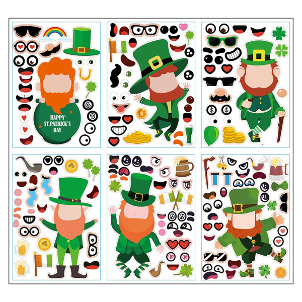 St. Patrick's Day-klistermærker i 6 dele
