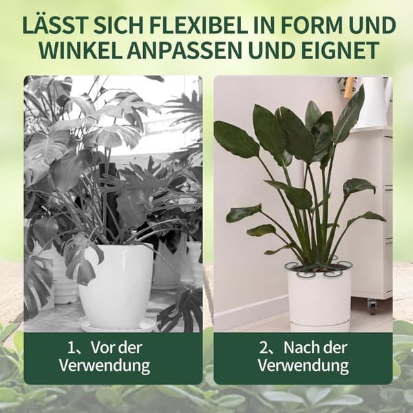 Växtstödring 10.5cm 2-pack - järnstöd för krukväxter, förebygger vältning och ger upprätt växtställning, kompakt diskret design