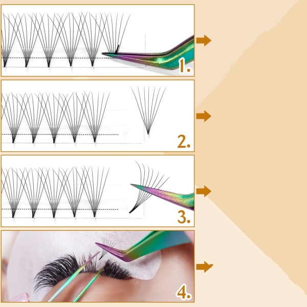 Vippeklaser eyelash extension 6D-D 100-dele Sort 13 mm