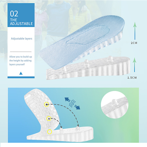 5 cm Højdeforøgende indlægssåler åndbare og behagelige 1 par Grå