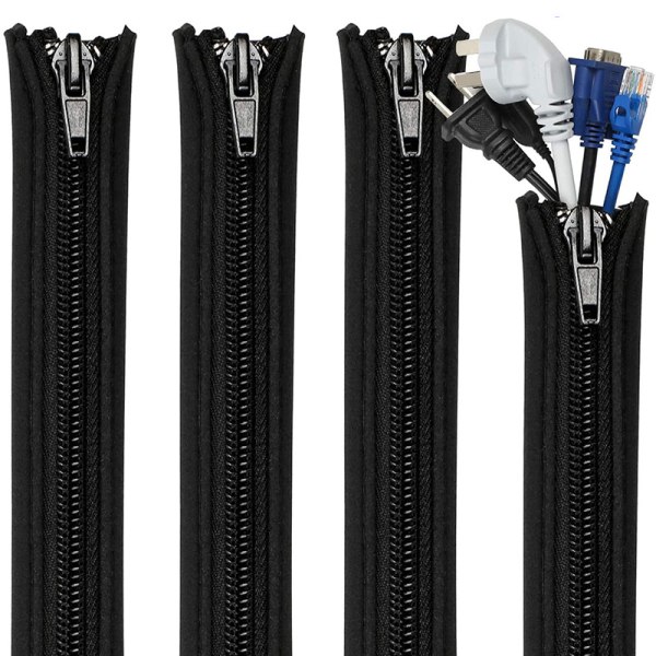 Kabelorganiserare med Dragkedja, 4-pack
