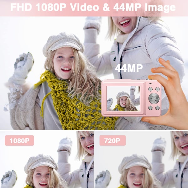 INF Digitalkamera 44MP 1080P 16X digital zoom Lyserød