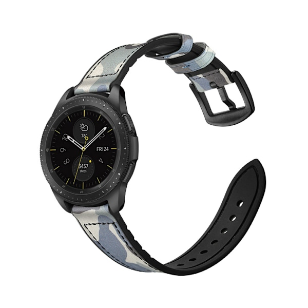 Silikone- og læderrem til Galaxy Watch 3/5 Blå 20 mm