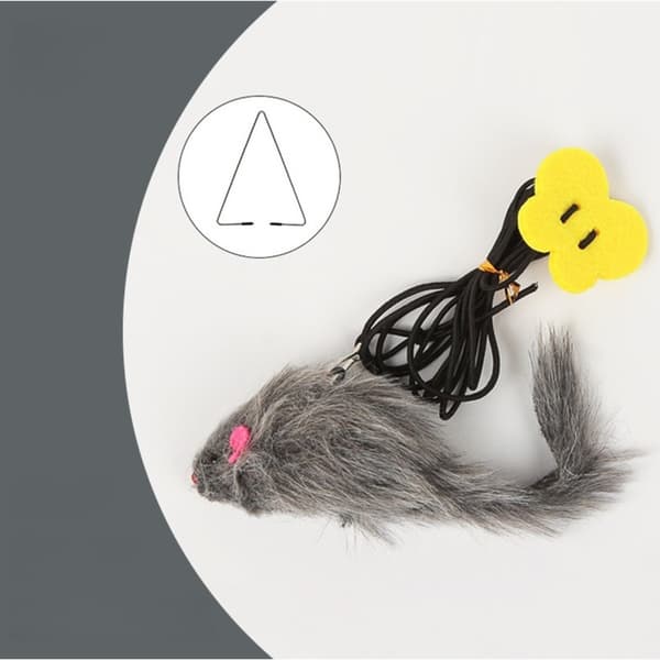 Door-Hanging Plush Mouse Cat Toy Pack of 5 - Triangular Clip Swinging Elastic Teaser for Interactive Play