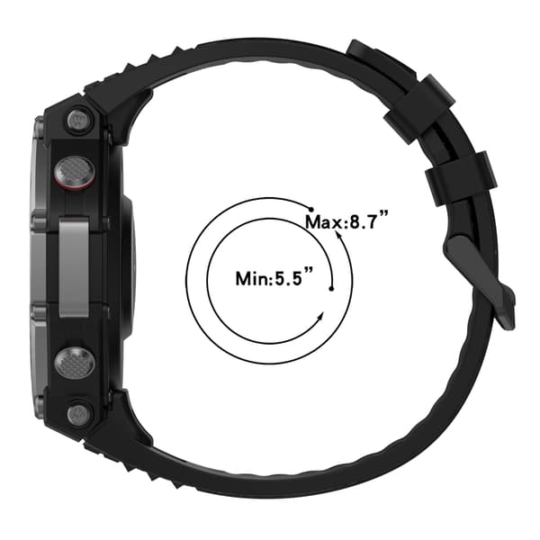 Silikoninen kellonranneke Amazfit T-Rex 3:lle Black Black
