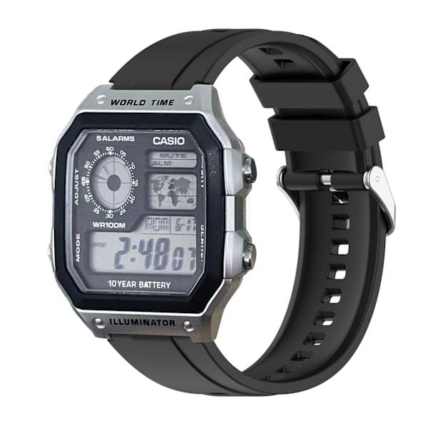 Klockarmband för CASIO W-218H AE-1200/1300 Svart