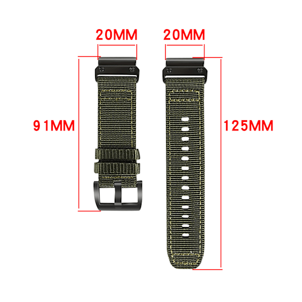 Quick Release Nylon Vævet Canvas Rem 20mm til Garmin
