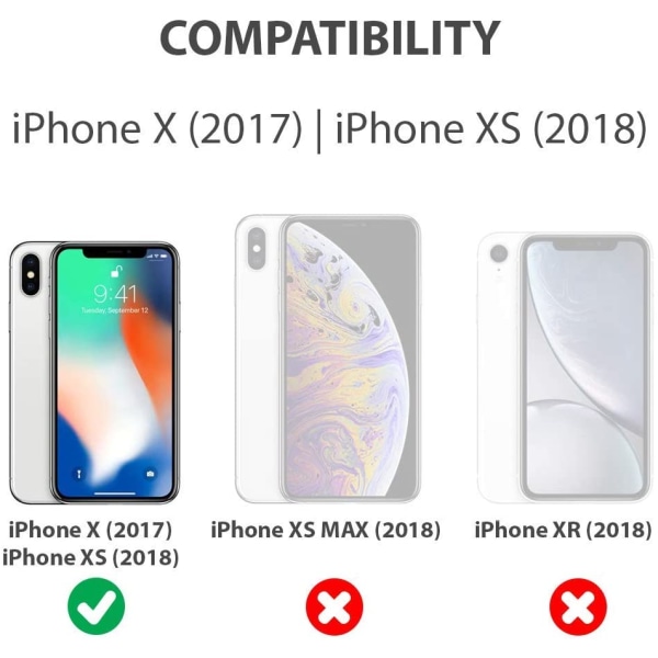 iPhone X/XS skal med skärmskydd Svart