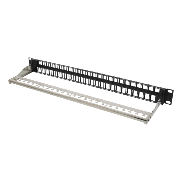 19" Keystone patch panel, 48 ports, 1U, metal, black