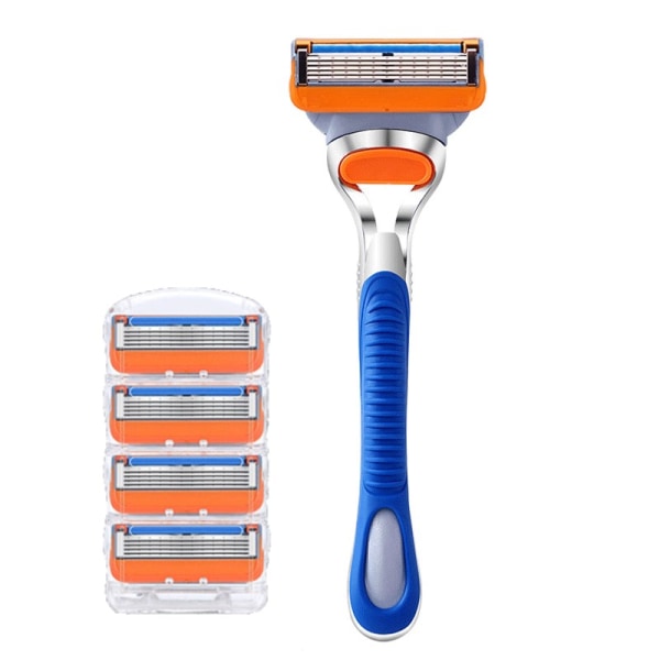 Barberblad og 4-pack barberblad - Kompatibel med Gillette 5 - Bl