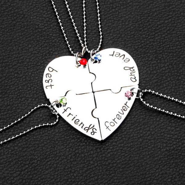 Hjärtpusselhalsband "Best Friends for Ever and Ever" 4 st Zinklegering
