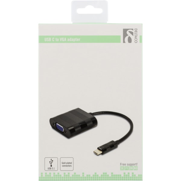 USB 3.1 to VGA adapter, USB type C male - VGA female, black