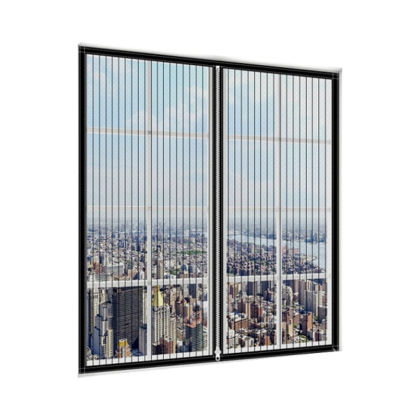 Fönsterskärm myggnät fönsternätfönster med dragkedja Svart 150x130 cm