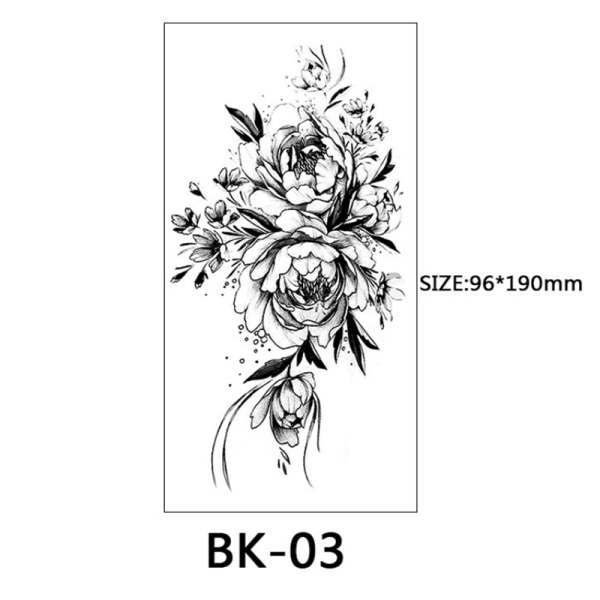 INF Gnuggisar - tillfälliga tatueringar med blommotiv 8 styck Svart