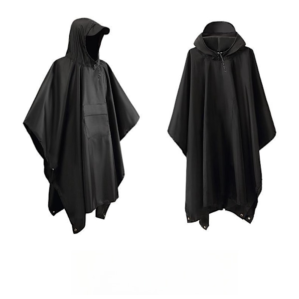Multifunktionell regnponcho / vattentät presenning / underlägg Svart