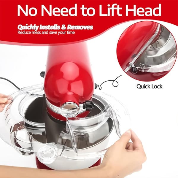 Stänkskydd kompatibelt med KitchenAid 4,5-5 Quart Tilt Head-mixare, hopfällbart