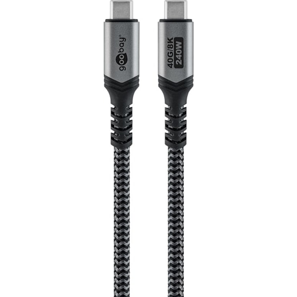 USB-C™-kabel, USB4™, 1 m, svart;silver