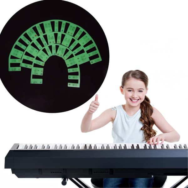 Aftageligt lysende klaver keyboard Note Label 88 Key White White
