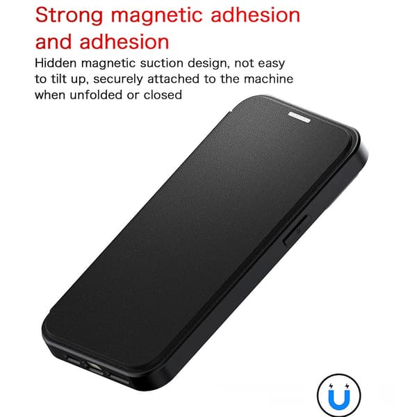 Sort Magnetisk PU Læder Wallet Case Kompatibel med iPhone 17 Pro Max med RFID-blokering