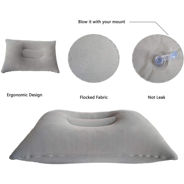 Puhallettava tyyny pehmo/PVC harmaata