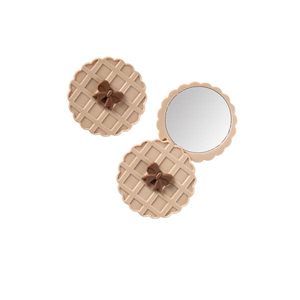 Waffle Pattern Rotating Pocket Mirror - Portabel HD Rund Sminkespegel, Kompakt Resespegel Beige Beige
