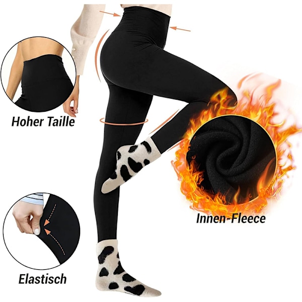 2-pack fleecefodrade leggings för kvinnor Svart S/M