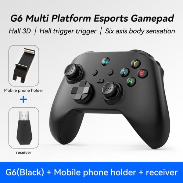 G6 Switch Bluetooth 5.3 Game Controller med Hall Effect Joysticks til Android, iOS, PC og Switch Black Black