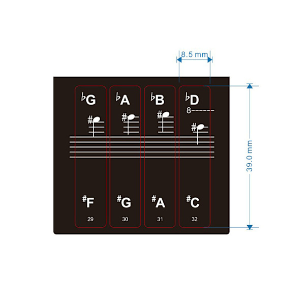 INF Etiketter klistermærker til klaver keyboard 88/61/54/49 tangenter