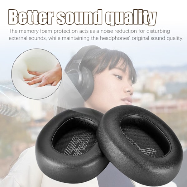 INF Ørepuder til JBL E65 BTNC / Duet NC / LIVE650 660 BTNC 1 par Sort