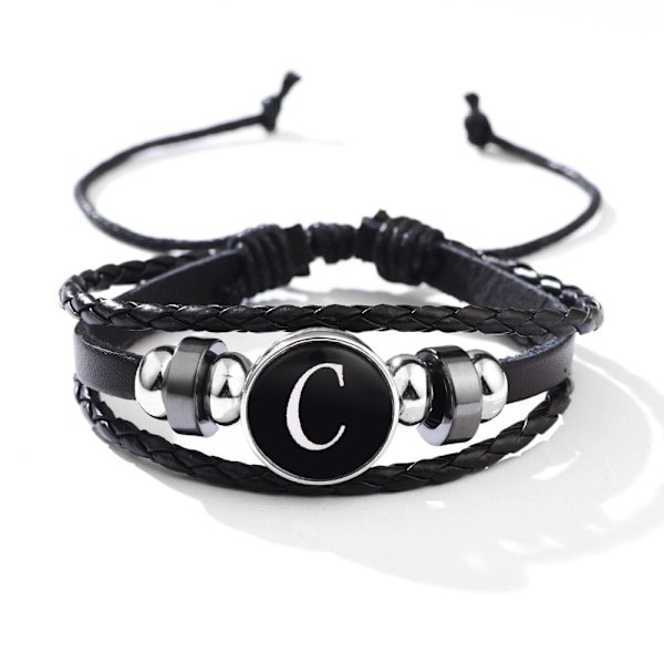 Personligt herr läderarmband med initialen C - Anpassad graverad present