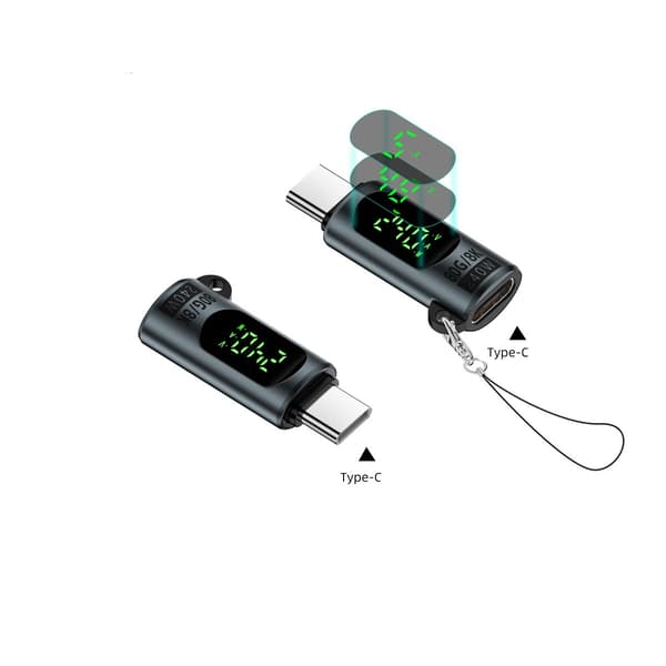 Type-C hona-till-hane-adapter 2-pack med digital display, 240 W, 80 Gbit/s data och 8K-video vid 60 Hz Grey Grey