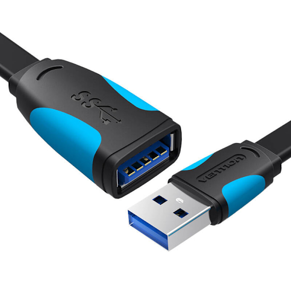 Litteä USB 3.0 -laajennusventtiili VAS-A13-B150 1,5 m musta