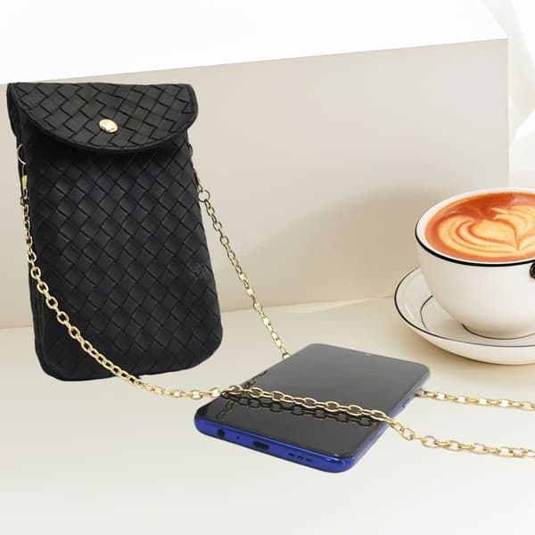 Vævet diamantgitter telefontaske Black Black