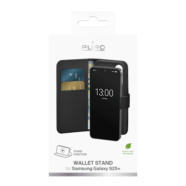 Samsung Galaxy S25+ wallet case, 2 card slots, black