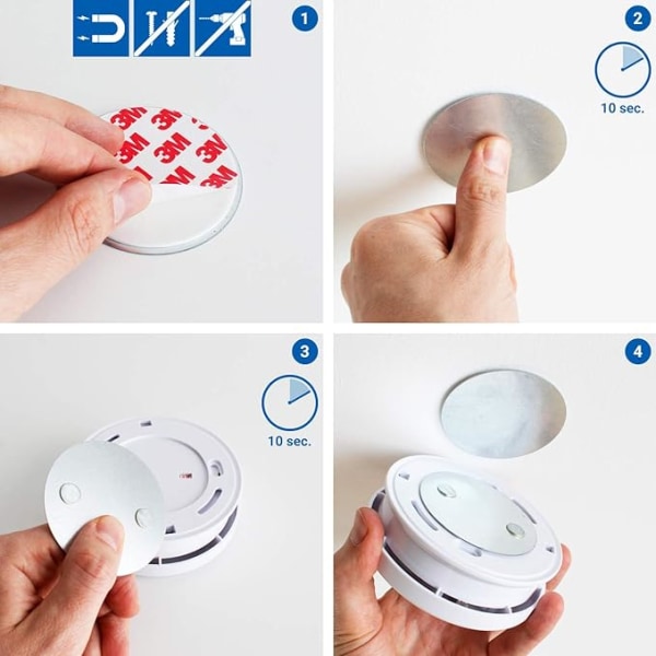 Magnetisk rökdetektor installationsverktyg 10-delade magnetiska självhäftande kuddar 70 mm