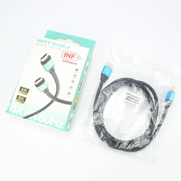 HDTV-kabel 2.0 - 4K Ultra HD Aluminiumlegering - Blå 2m 2m